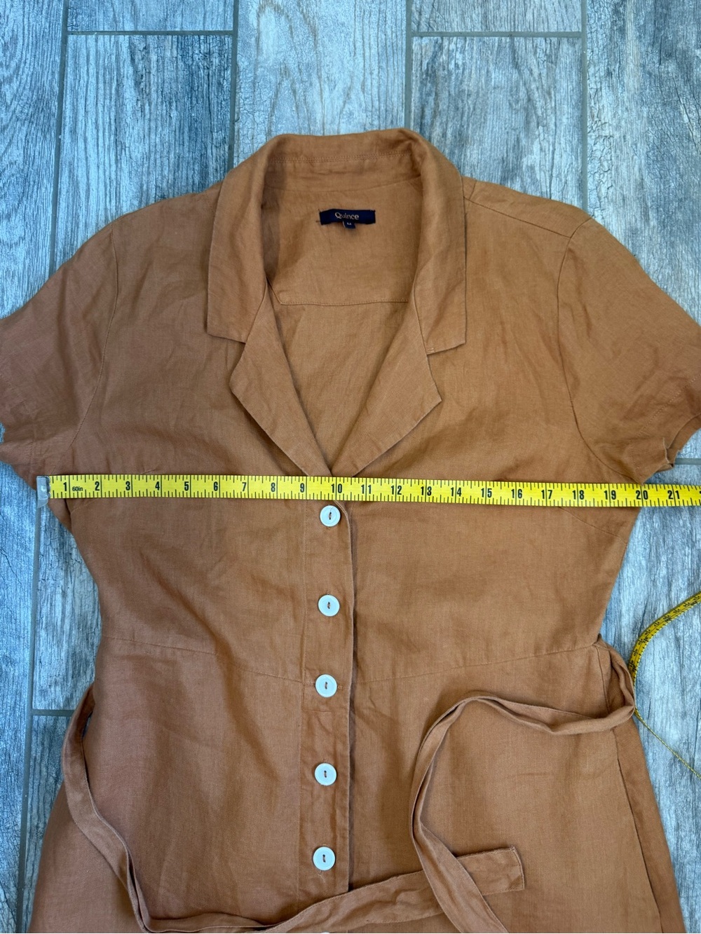 Quince linen button front dress Terracotta SzM - Picture 10 of 14